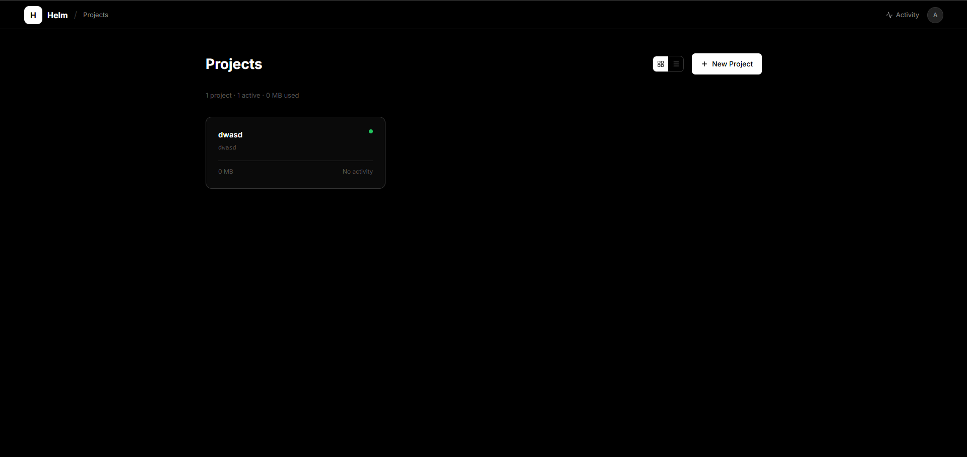 Helm admin dashboard overview